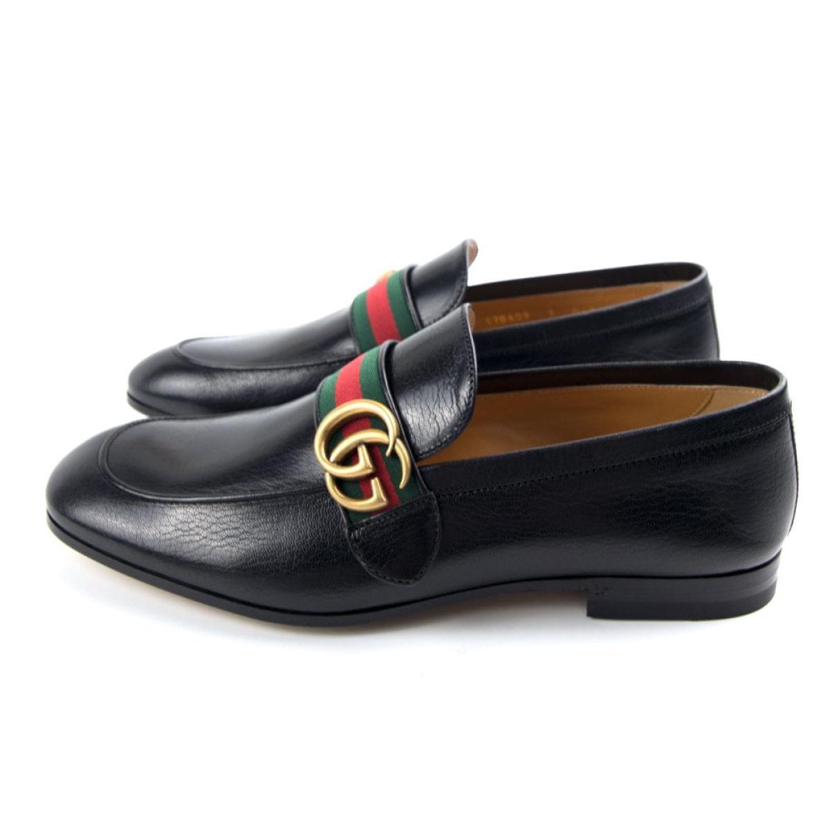 Destiny Changers Categories Shoes GUCCI GG Web Leather Loafer Black