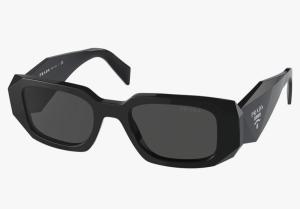 Prada unisex Rectangular Non-Polarized Sunglasses PR 17WS Black/Grey 49/20/145