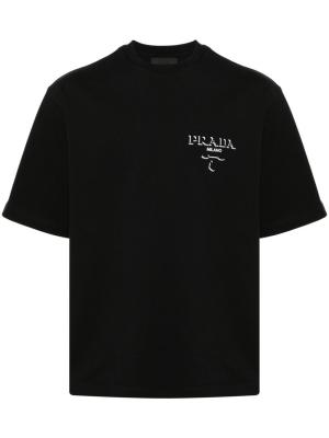 Prada Jersey Logo T-Shirt Black Cotton 