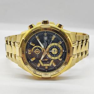 Casio Edifice EFR-539SG-1AVUD Chronograph Black Dial Gold Plated Watch For Men