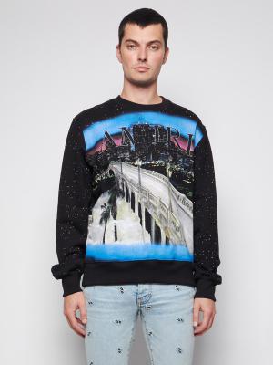 AMIRI PAINTED CITY CREWNECK SWEATSHIRT BLACK