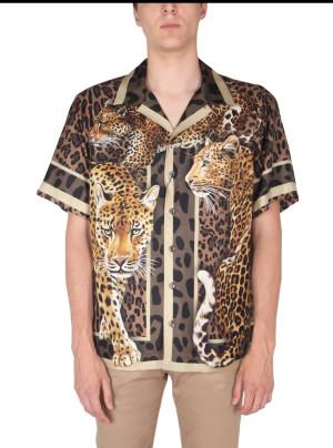 DOLCE & GABBANA HAWAII SILK SHIRT WITH LEOPARD PRINT
