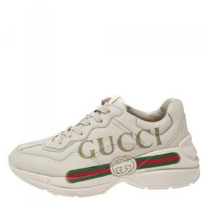 Gucci Ivory Leather Rhyton Vintage Logo Platform Sneakers 