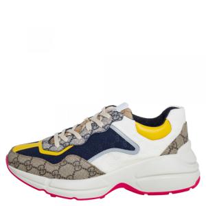 Gucci Rhyton Sneakers in Multicolor Leather and Canvas Python print