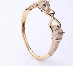 High Quality Bangles Bijoux Vintage Punk Accessories Animal Bracelets Viking Bangle for unisex  Leopard Head Rose Gold Plated Jewelry