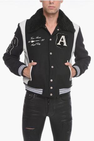 AMIRI VARSITY ALWAYS ON POINT JACKET WITH REMOVABLE FURRED COLLAR