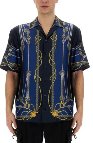 VERSACE NAUTICAL PRINT SILK SHIRT
