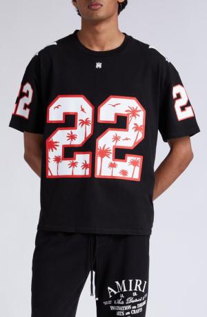 AMIRI Oversized 22 Football T-shirt in Cotton