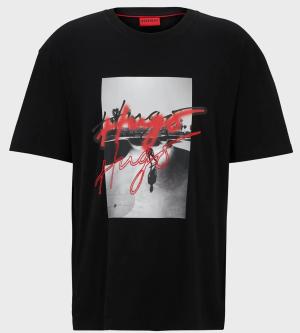 Hugo Printed cotton oversize crew neck t shirt men 