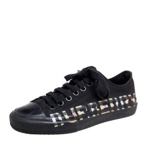 Burberry Black Canvas and Leather Larkhall Logo Low-Top Sneakers