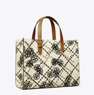 TORY BURCH T MONOGRAM LEATHER HIGH FREQUENCY TOTE BAG