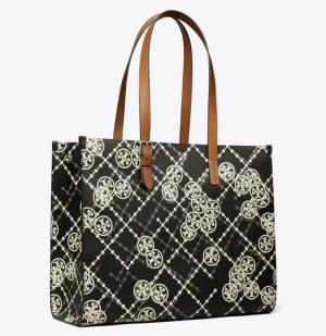 TORY BURCH T MONOGRAM LEATHER HIGH FREQUENCY TOTE BAG