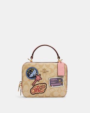 Disney X Coach Box Crossbody In Signature Canvas With Patches