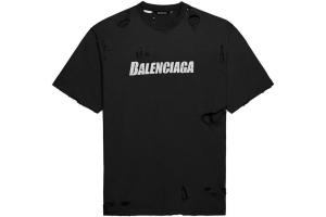 Balenciaga Caps Destroyed Flatground T-shirt Black