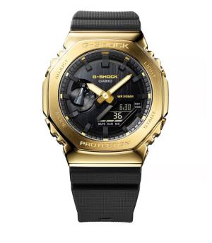 Casio G-Shock G-Steel GM-2100G-1A9DR Gold Ip Analog-Digital Dial Black Resin Strap Men's Watch G1278