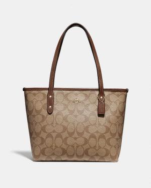Coach Mini City Zip Tote In Signature Canvas