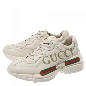 Gucci Ivory Leather Rhyton Vintage Logo Platform Sneakers 