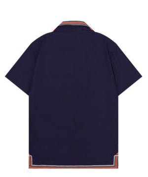 navy blue logo print imported half shirt