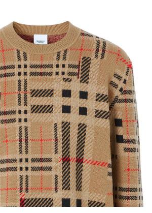 Contrast Check Cashmere Jacquard Sweater
