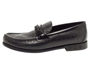 Louis Vuitton Black Leather Slip On Loafers 