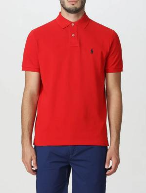 Polo Ralph Lauren Men Red Custom  Fit Mesh Polo