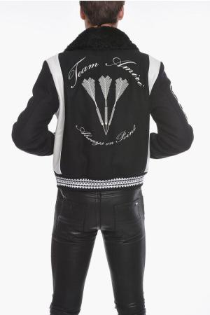 AMIRI VARSITY ALWAYS ON POINT JACKET WITH REMOVABLE FURRED COLLAR