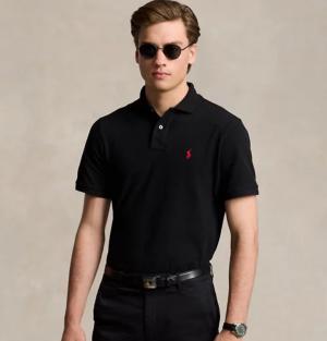 Polo Ralph Lauren Men black  Custom  Fit Mesh Polo
