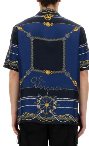 VERSACE NAUTICAL PRINT SILK SHIRT