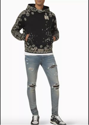 AMIRI Bandana Bleach Hoodie in Cotton Fleece