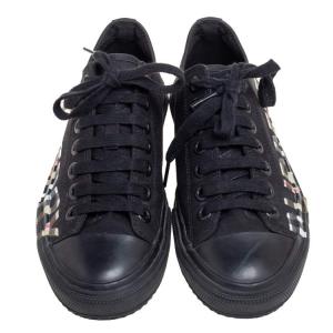 Burberry Black Canvas and Leather Larkhall Logo Low-Top Sneakers