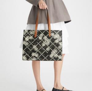 TORY BURCH T MONOGRAM LEATHER HIGH FREQUENCY TOTE BAG