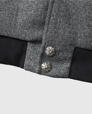 Men's Chrome Cross Letterman Bomber Grey Jacket