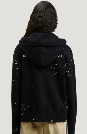 Palm Angels PxP Painted Raw Cut Hoodie 'Black/White'