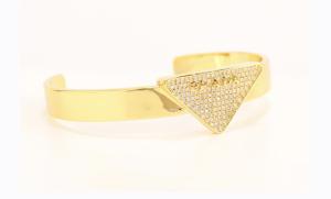 Alphabet P Gold Open Bracelet