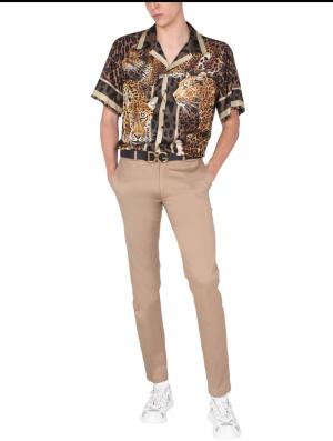 DOLCE & GABBANA HAWAII SILK SHIRT WITH LEOPARD PRINT