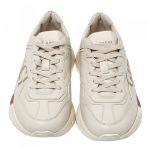 Gucci Ivory Leather Rhyton Vintage Logo Platform Sneakers 