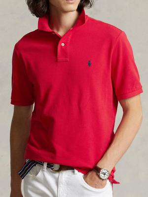 Polo Ralph Lauren Men Red Custom  Fit Mesh Polo