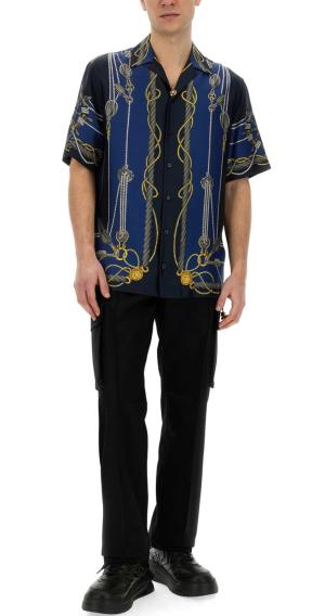 VERSACE NAUTICAL PRINT SILK SHIRT