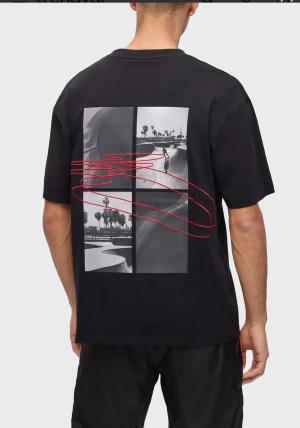 Hugo Printed cotton oversize crew neck t shirt men 