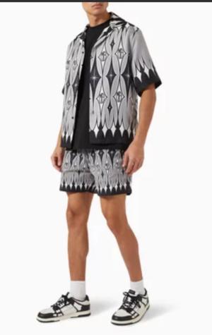 AMIRI Argyle Monogram Print Shirt in Silk