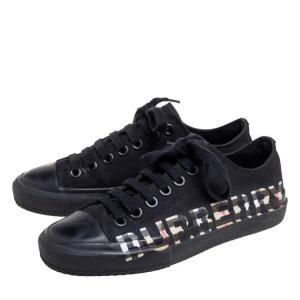 Burberry Black Canvas and Leather Larkhall Logo Low-Top Sneakers