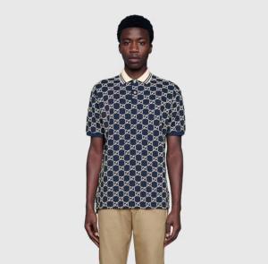  Gucci GG jacquard cotton polo shirt