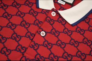 Gucci Gucci Red Logo Embroidered Cotton Pique Polo T-Shirt 