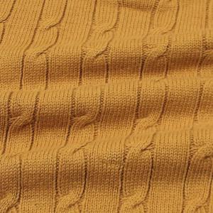 RL Cable-Knit Half Zipper Cotton Sweater (mustard)