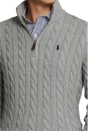 POLO RALPH LAUREN Men's Long Sleeve Cotton Cable 1/2 Zip