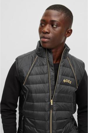 BOSS Mens V Sarek Capsule-artwork down gilet with water-repellent finish
