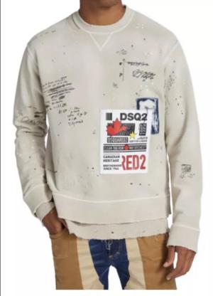 NWT DSQUARD2 Men’s Patched Crewneck Sweatshirt
