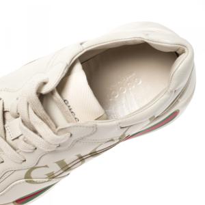 Gucci Ivory Leather Rhyton Vintage Logo Platform Sneakers 