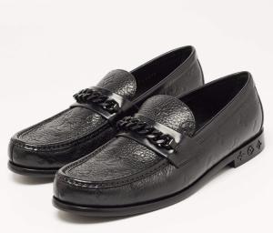Louis Vuitton Black Leather Slip On Loafers 