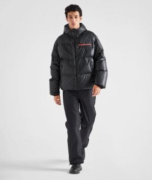 Light Re-Nylon hooded puffer jacket